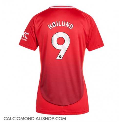 Maglie da calcio Manchester United Rasmus Hojlund #9 Prima Maglia Femminile 2024-25 Manica Corta